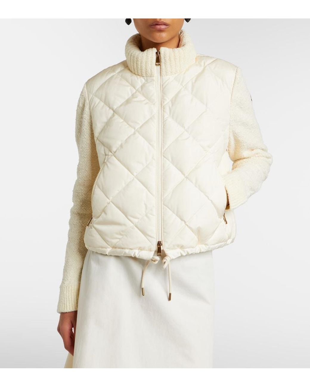 Moncler Natural Down-Paneled Cotton-Blend Cardigan
