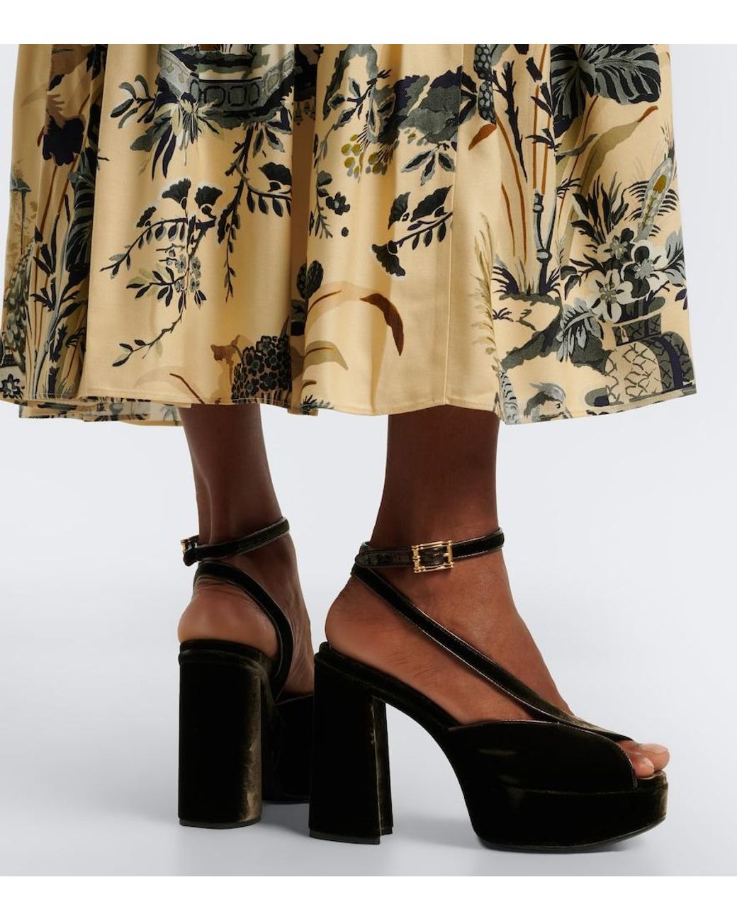 Etro Black Velvet Platform Sandals