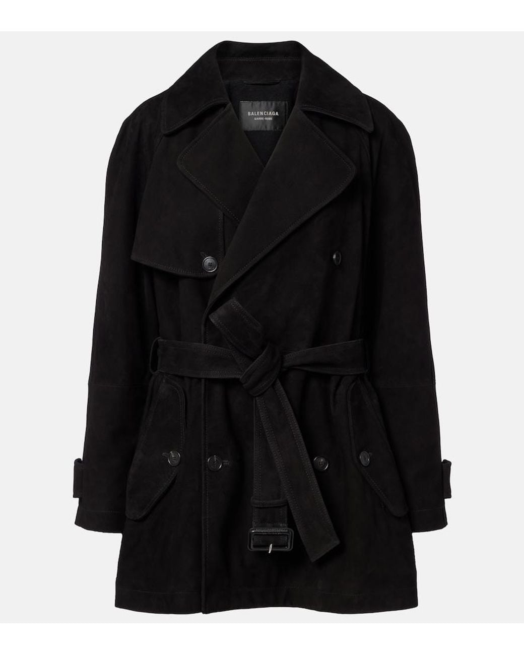 Balenciaga Black Suede Trench Coat