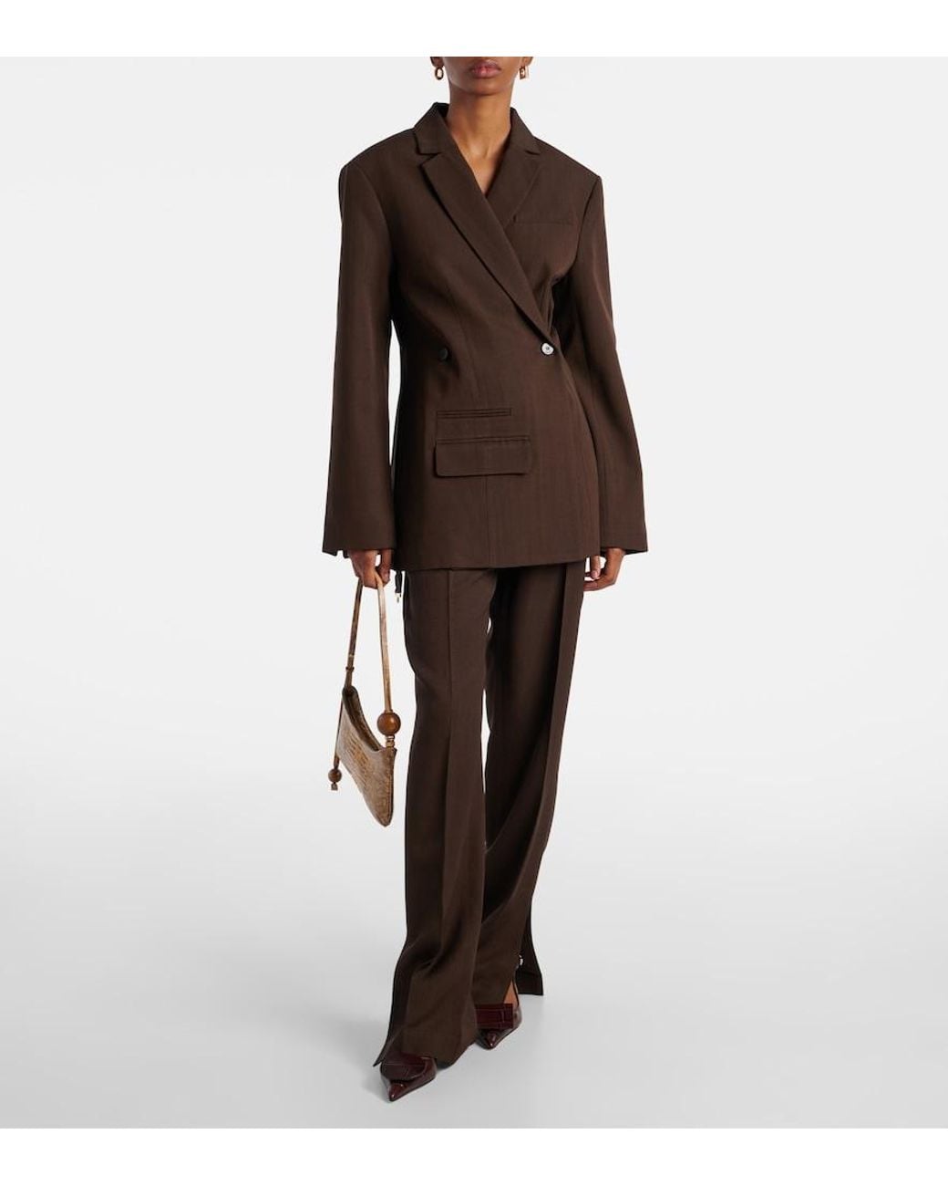 Jacquemus Brown Tibau High-Rise Straight Pants