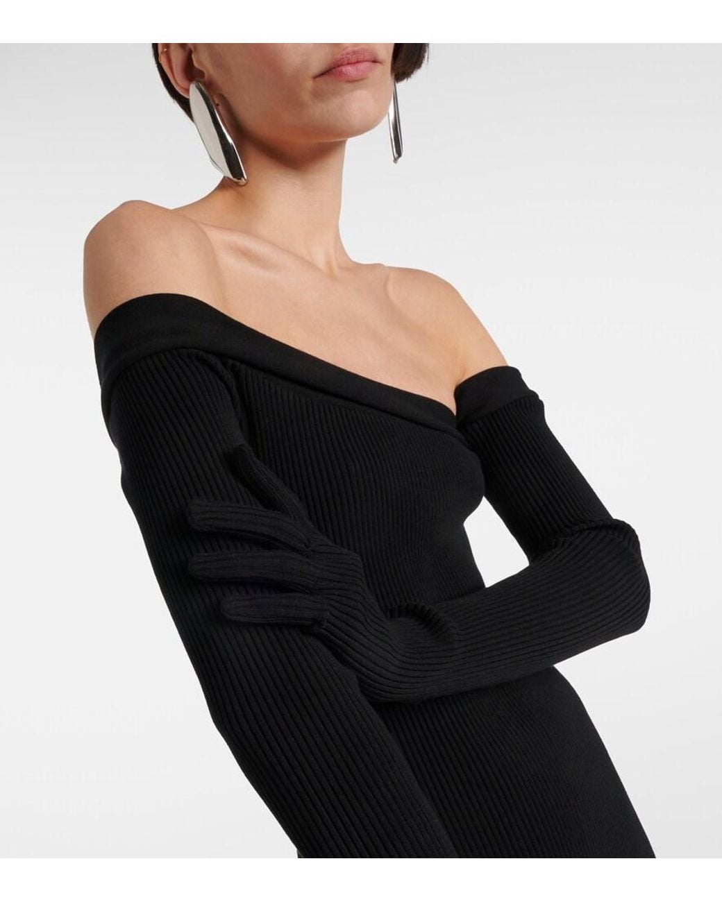 Jean Paul Gaultier Black Asymmetric Neck Maxi Dress