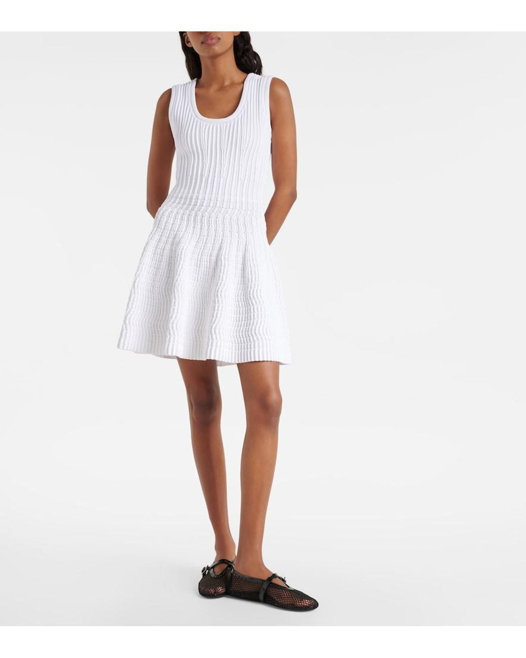 Alaïa White Pointelle Minidress
