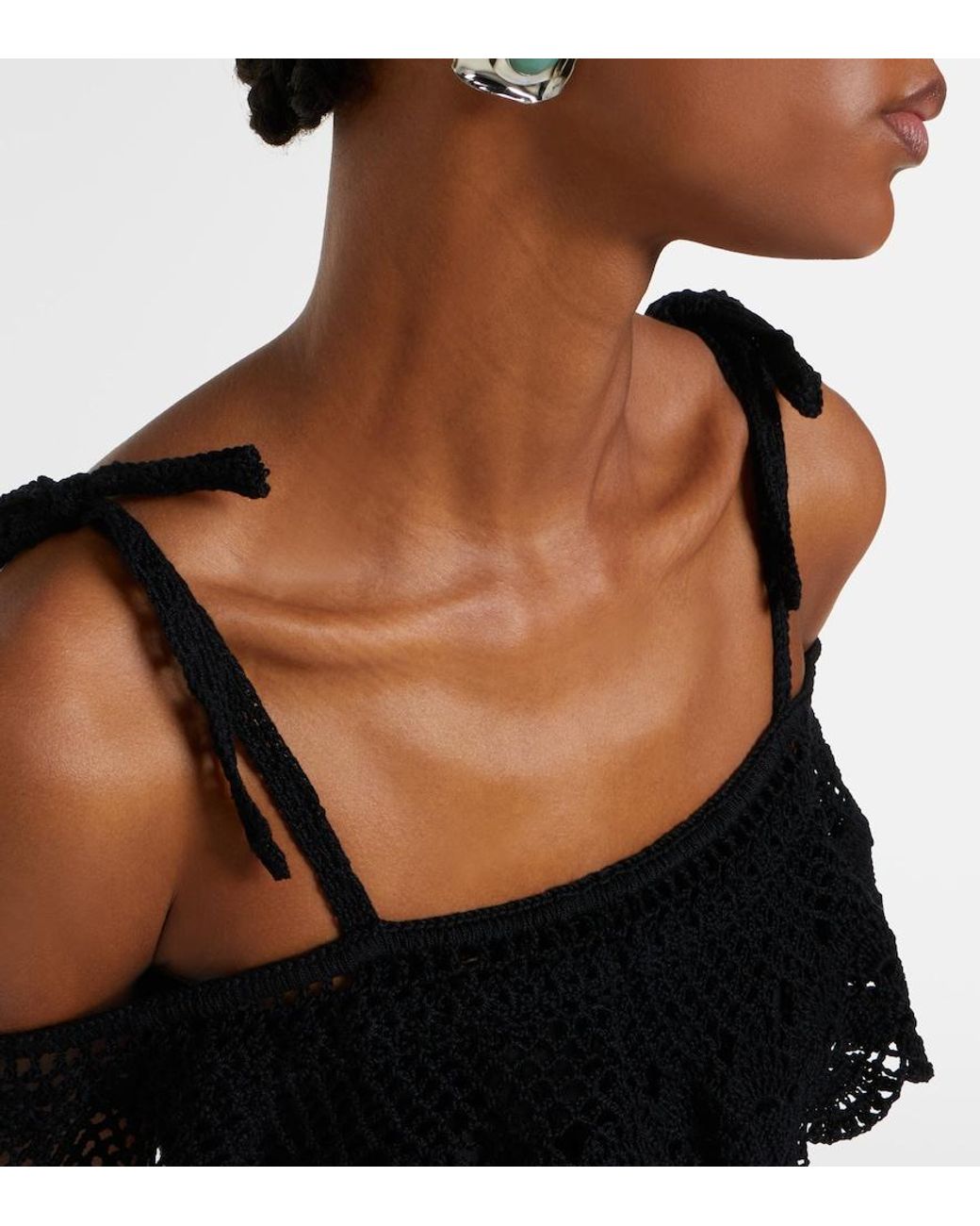 Anna Kosturova Black Marianne Crochet Cotton Maxi Dress