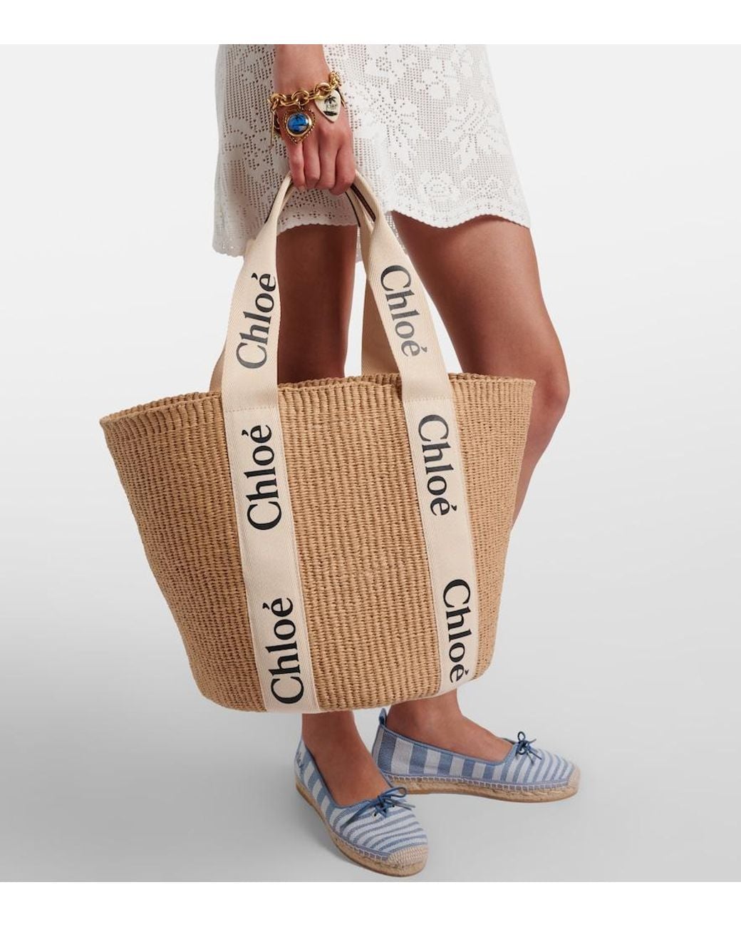 Chloé Natural X Mifuko Woody Large Raffia Tote