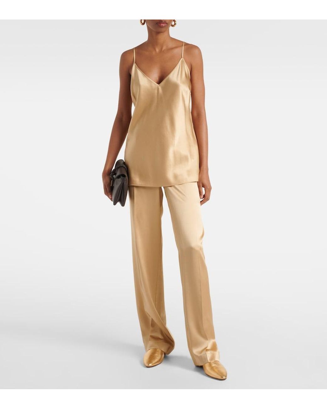 Joseph Natural Tawa Silk Satin Straight Pants