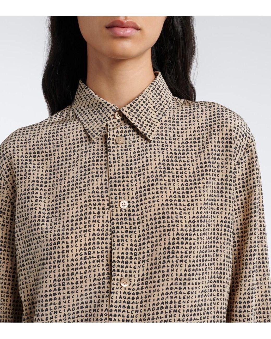 Balenciaga Brown Printed Silk Shirt