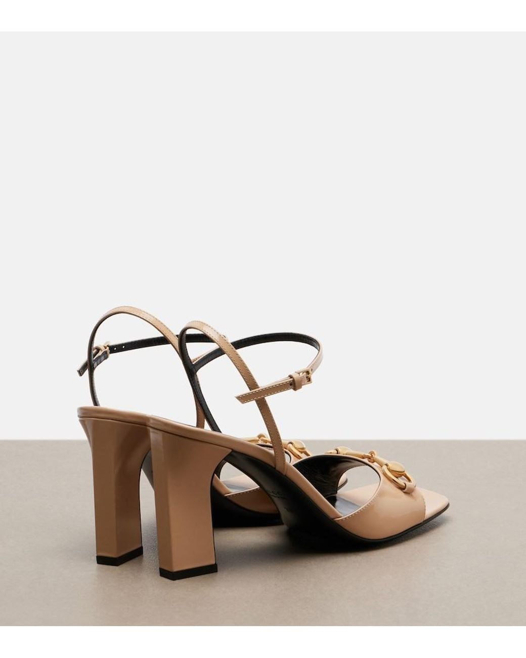 Gucci Metallic Signora Horsebit Leather Slingback Sandals