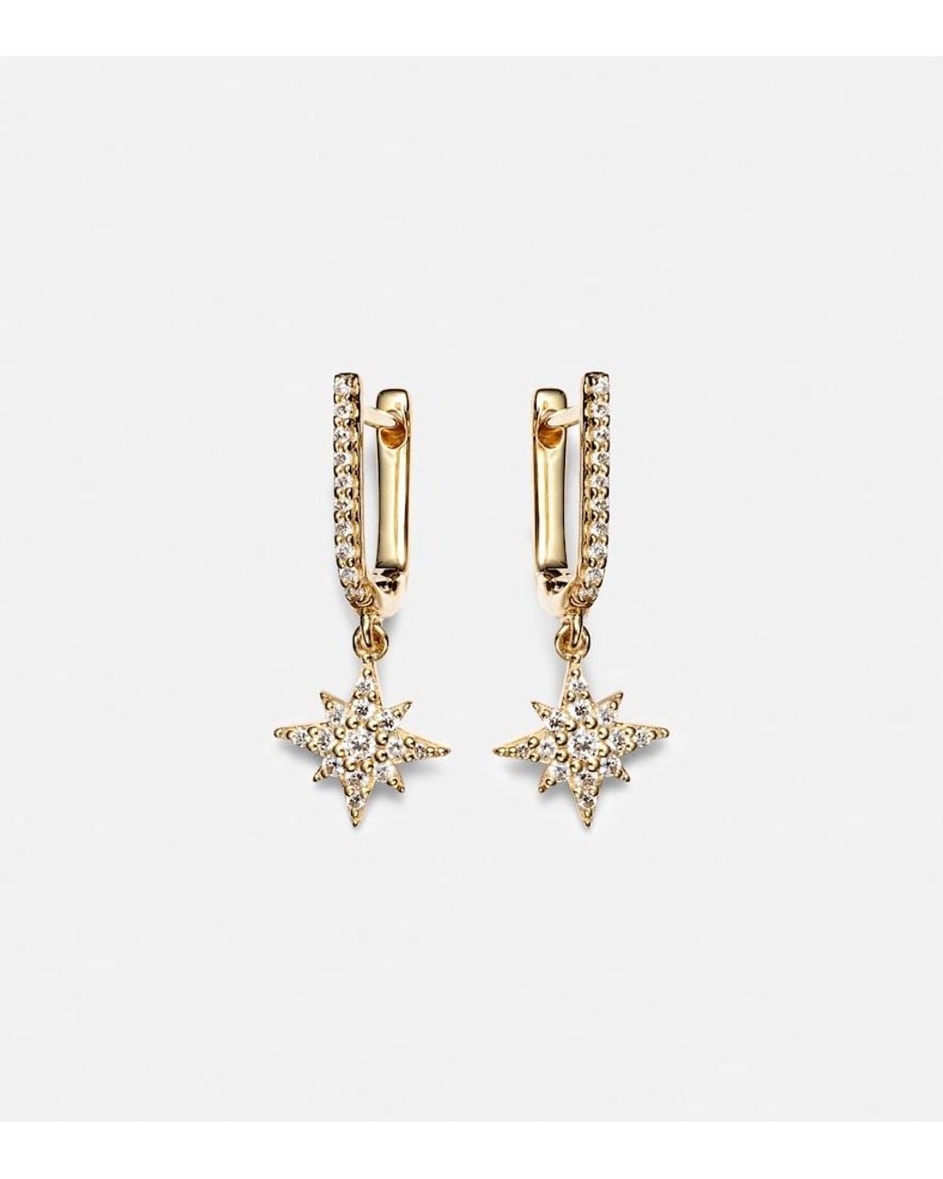STONE AND STRAND White Northern Star 14Kt Drop Earrings With Diamonds