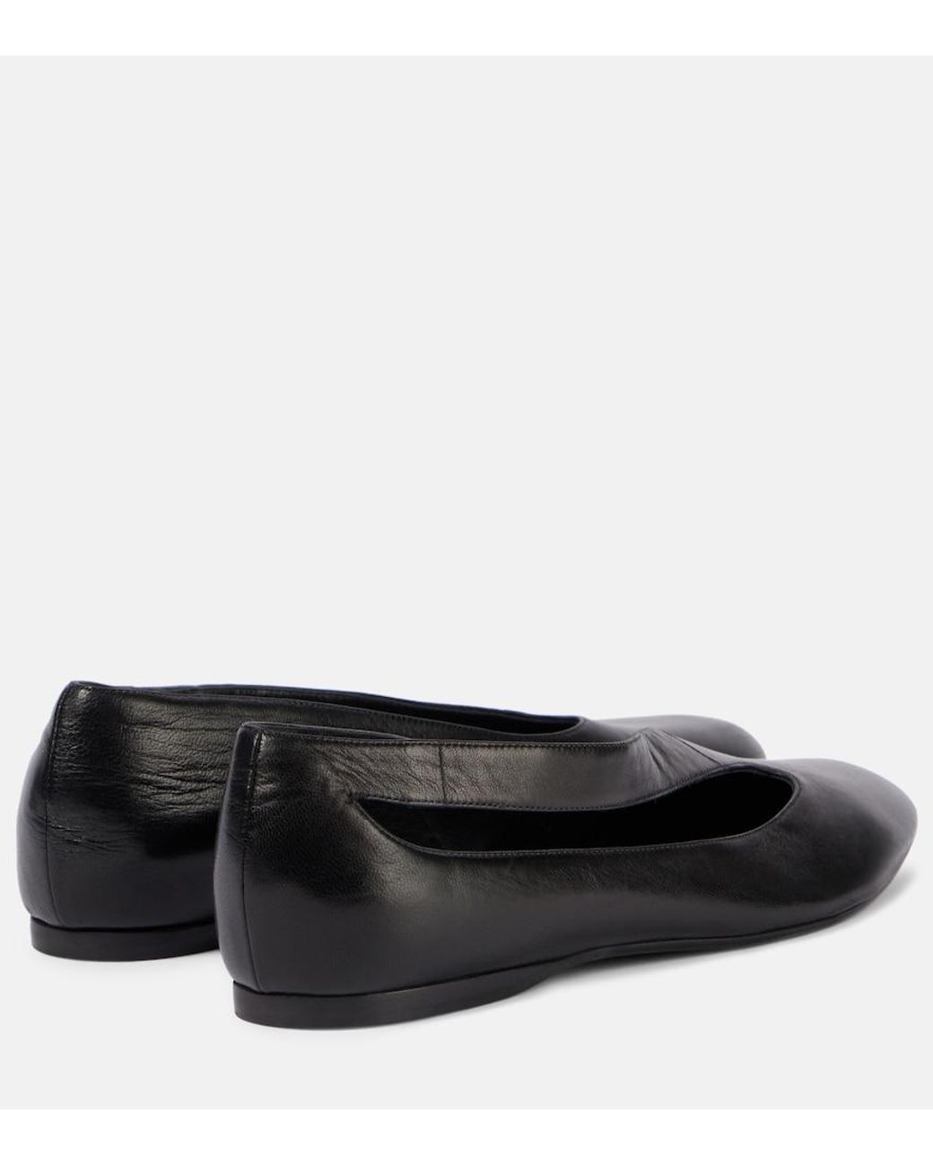 Khaite Black Diana Cutout Leather Ballet Flats