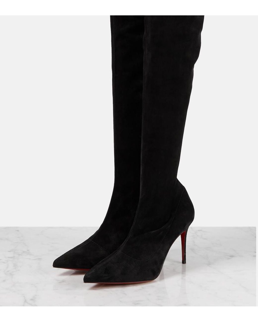 Christian Louboutin Black Kate 85mm Suede Over-the-knee Boots