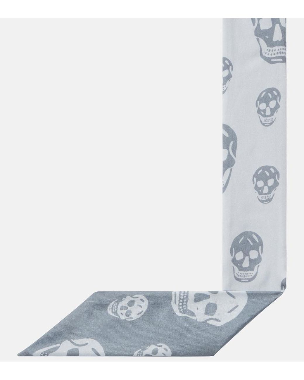 McQueen Blue Skull Silk Twill Scarf