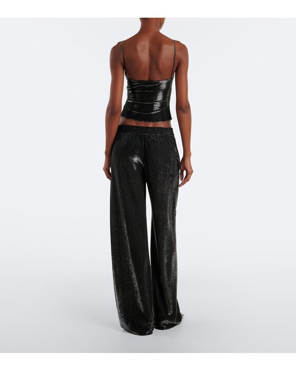Gucci Black Embellished Wide-Leg Pants