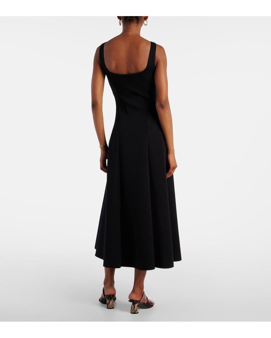 Max Mara Black Cotton-Blend Midi Dress