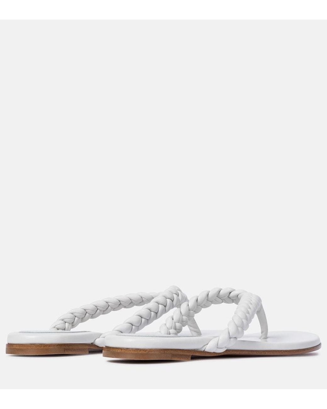 Gianvito Rossi White Tropea Leather Thong Sandals
