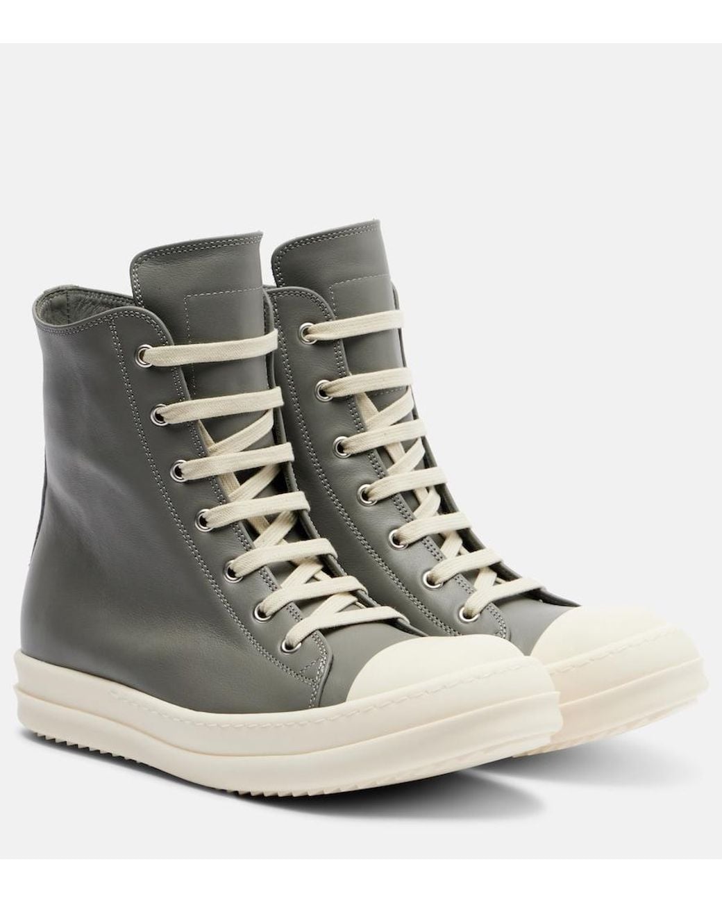 Rick Owens Brown Leather High-Top Sneakers