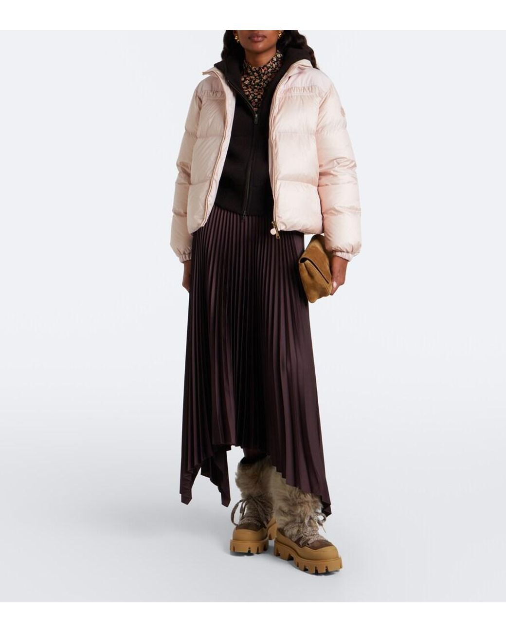 Moncler Natural Peak Apres Shearling Snow Boots
