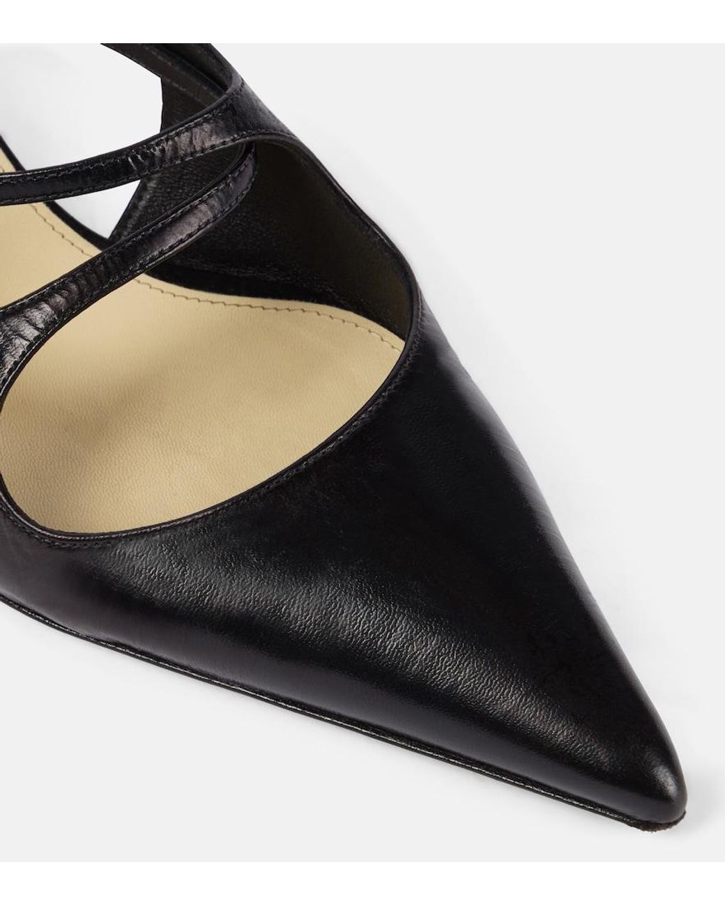 Proenza Schouler Black Slash Leather Slingback Pumps