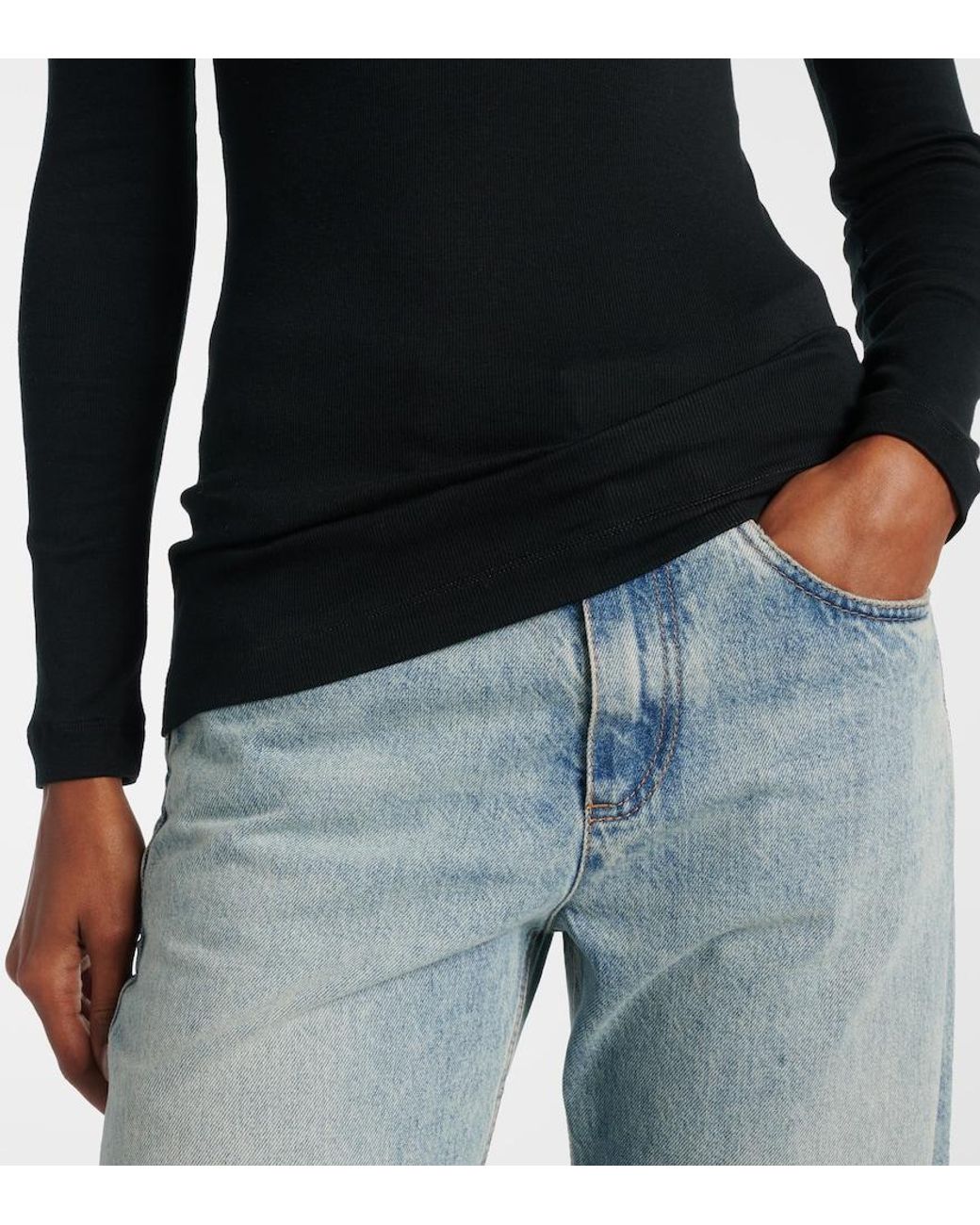 Brunello Cucinelli Black Monili Cotton-Blend Top