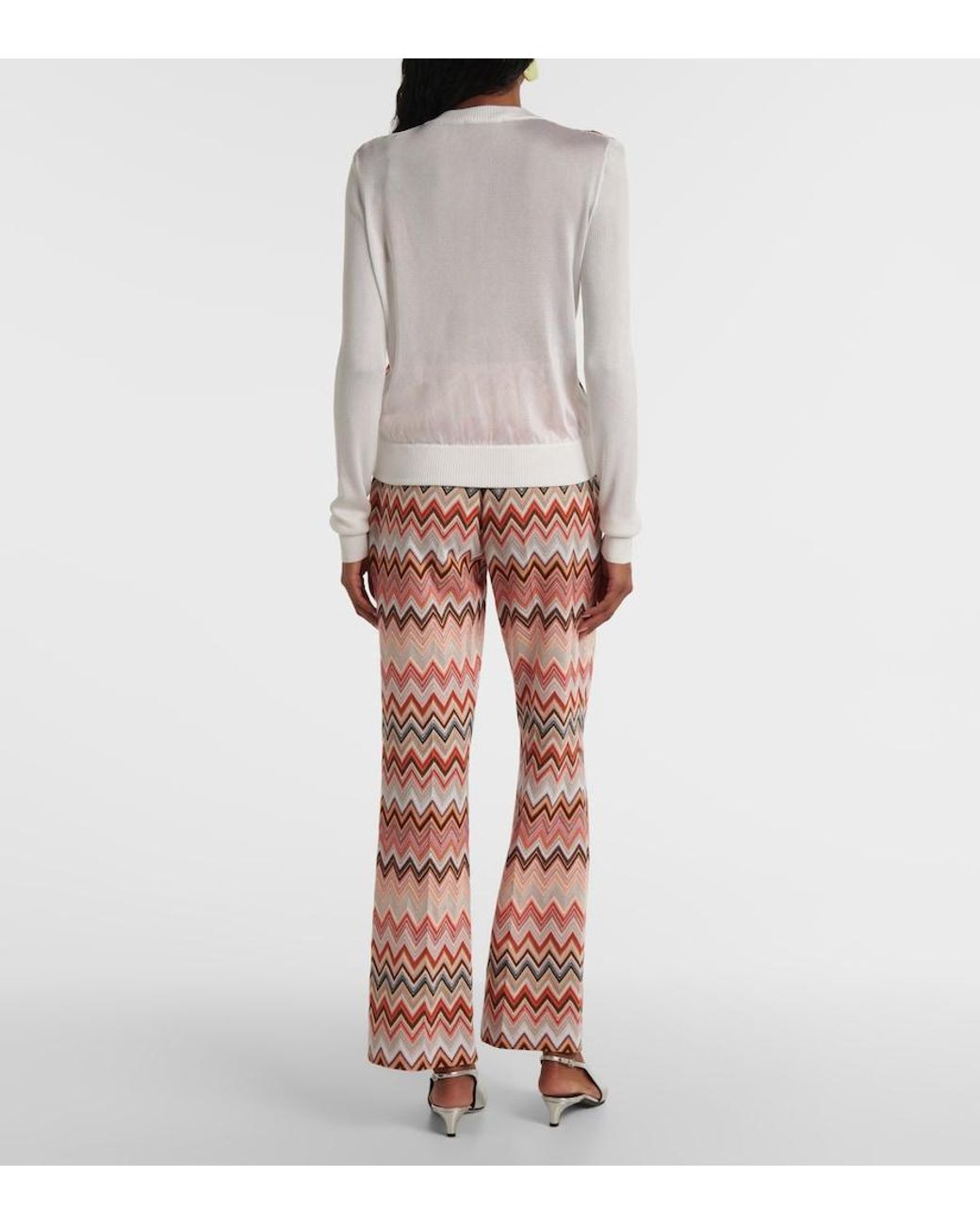 Missoni Pink Zigzag Pattern Cardigan With Round Neckline