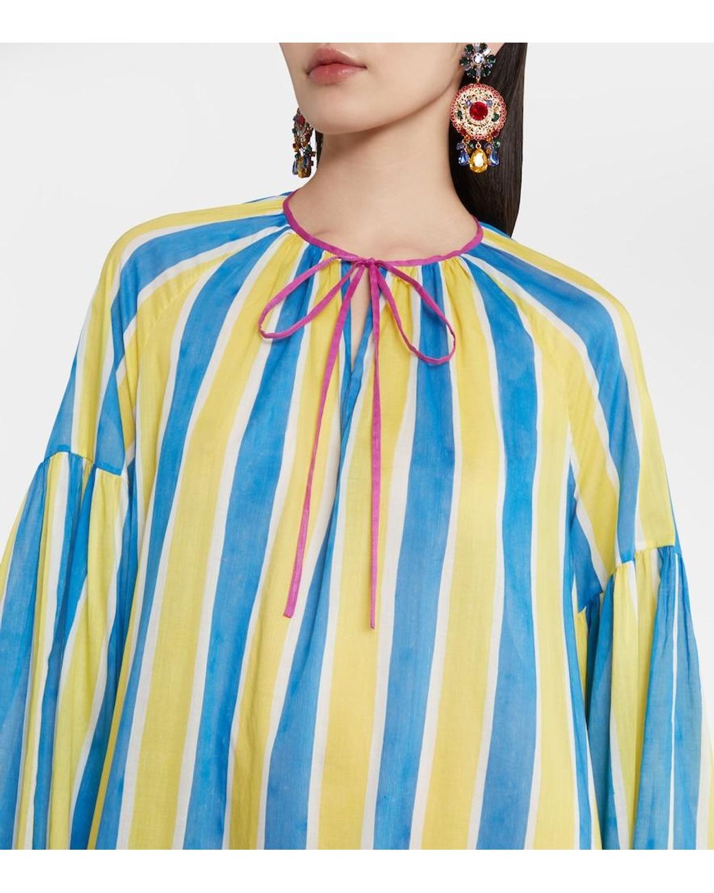 Dolce & Gabbana Blue Striped Cotton Kaftan