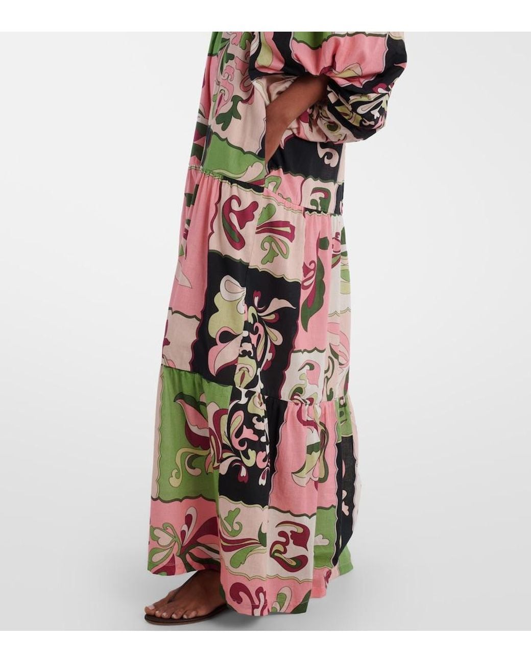 Adriana Degreas Multicolor Printed Off-Shoulder Cotton Maxi Dress