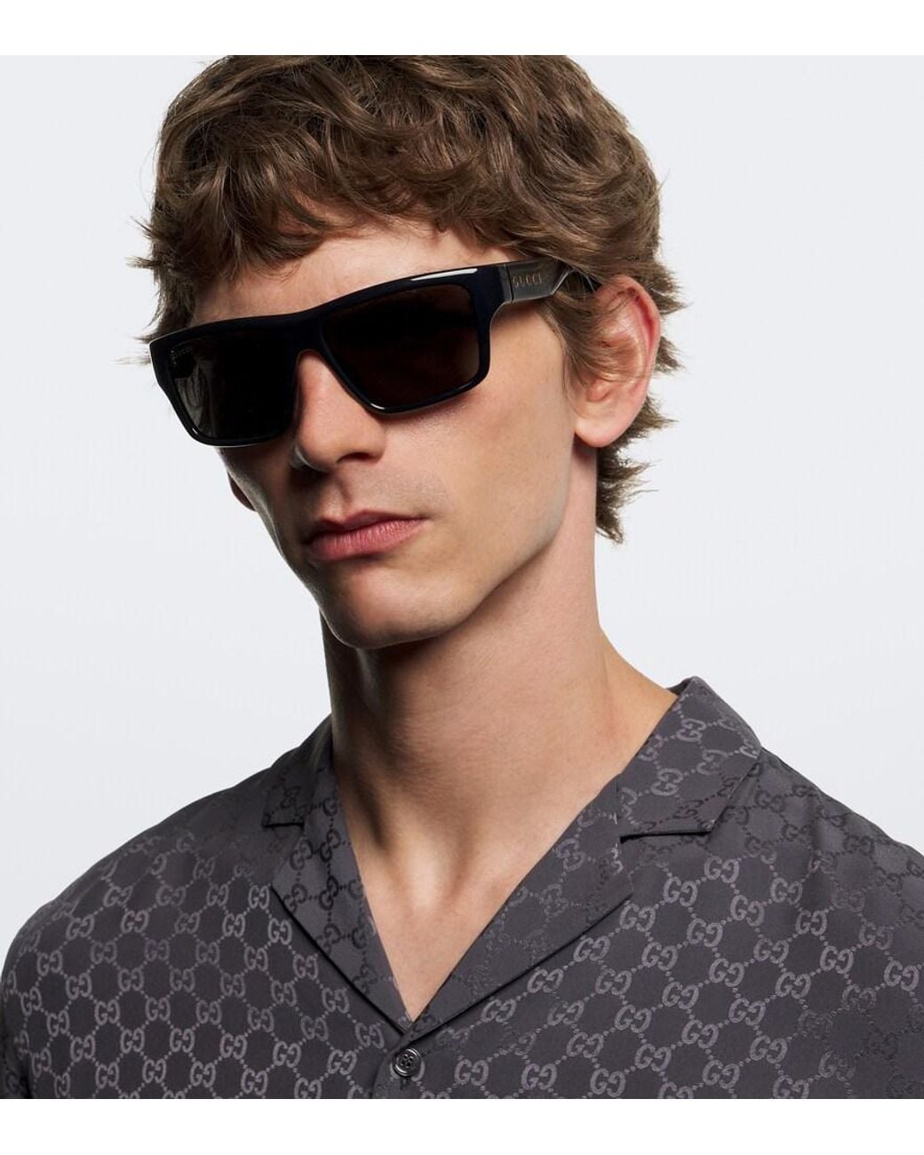 Gucci Gray Flat-Top Sunglasses for men
