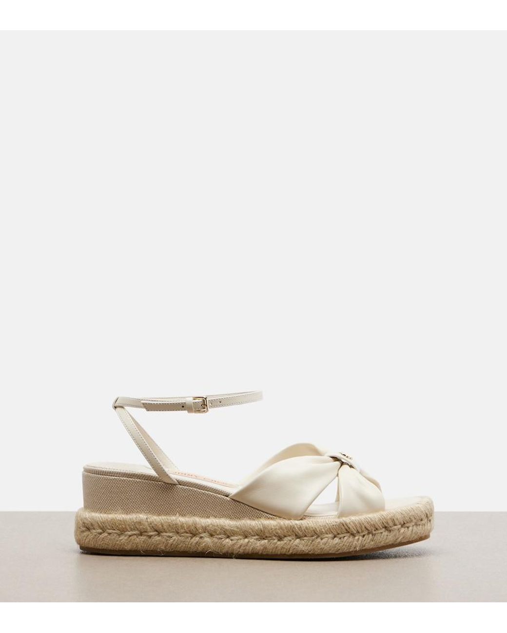 Jimmy Choo Natural Aella Leather Espadrille Wedge Sandals