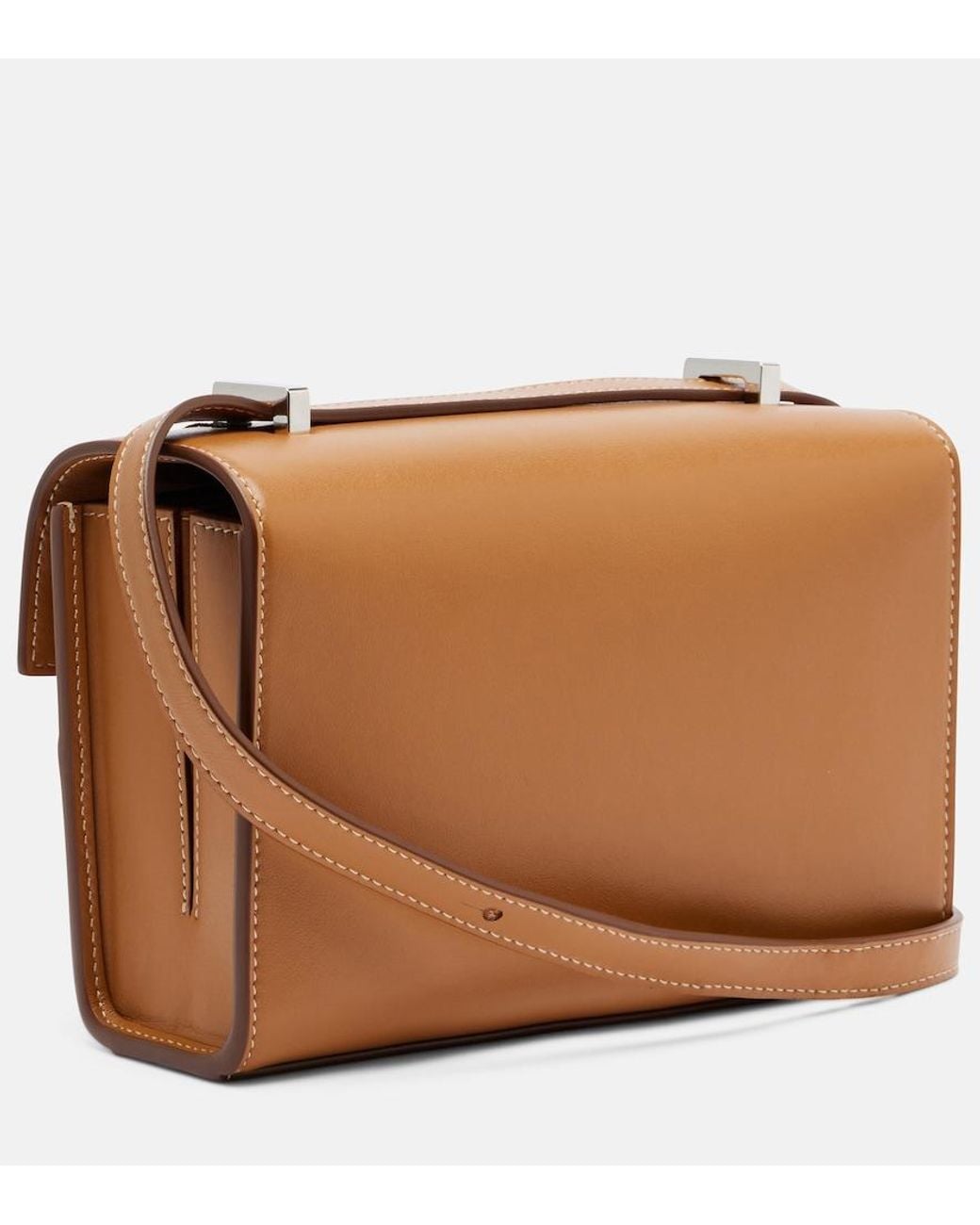 SAVETTE Brown Symmetry 19 Leather Shoulder Bag