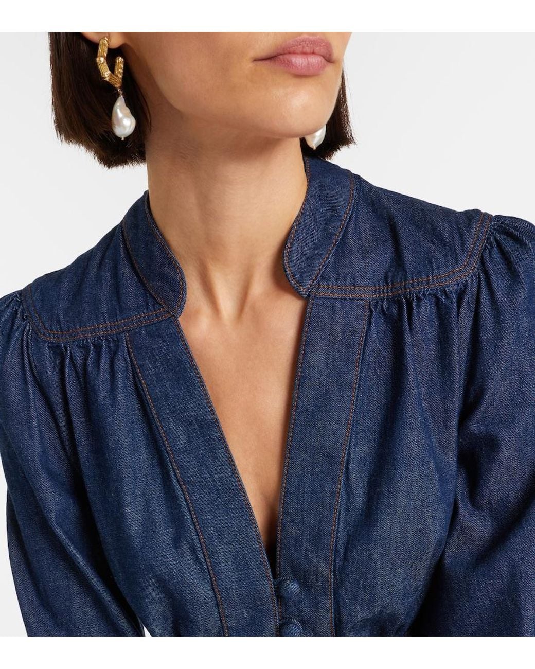 Zimmermann Blue Awaken Denim Blouse