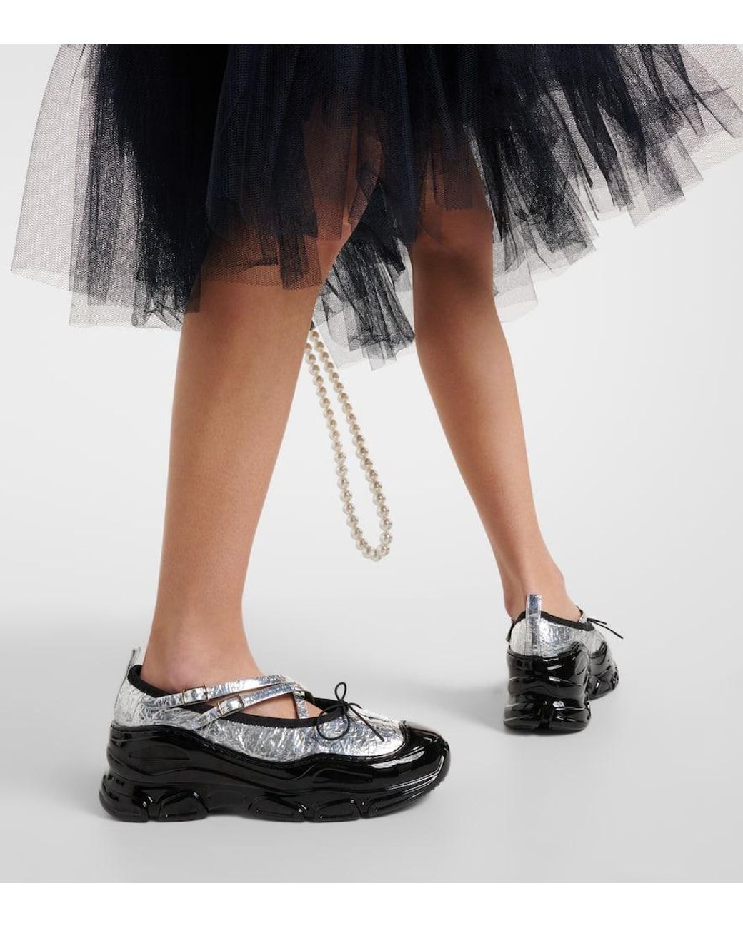 スニーカー SIMONE ROCHA TRACKER SATIN FLATS simone-rocha-silver-Tracker-