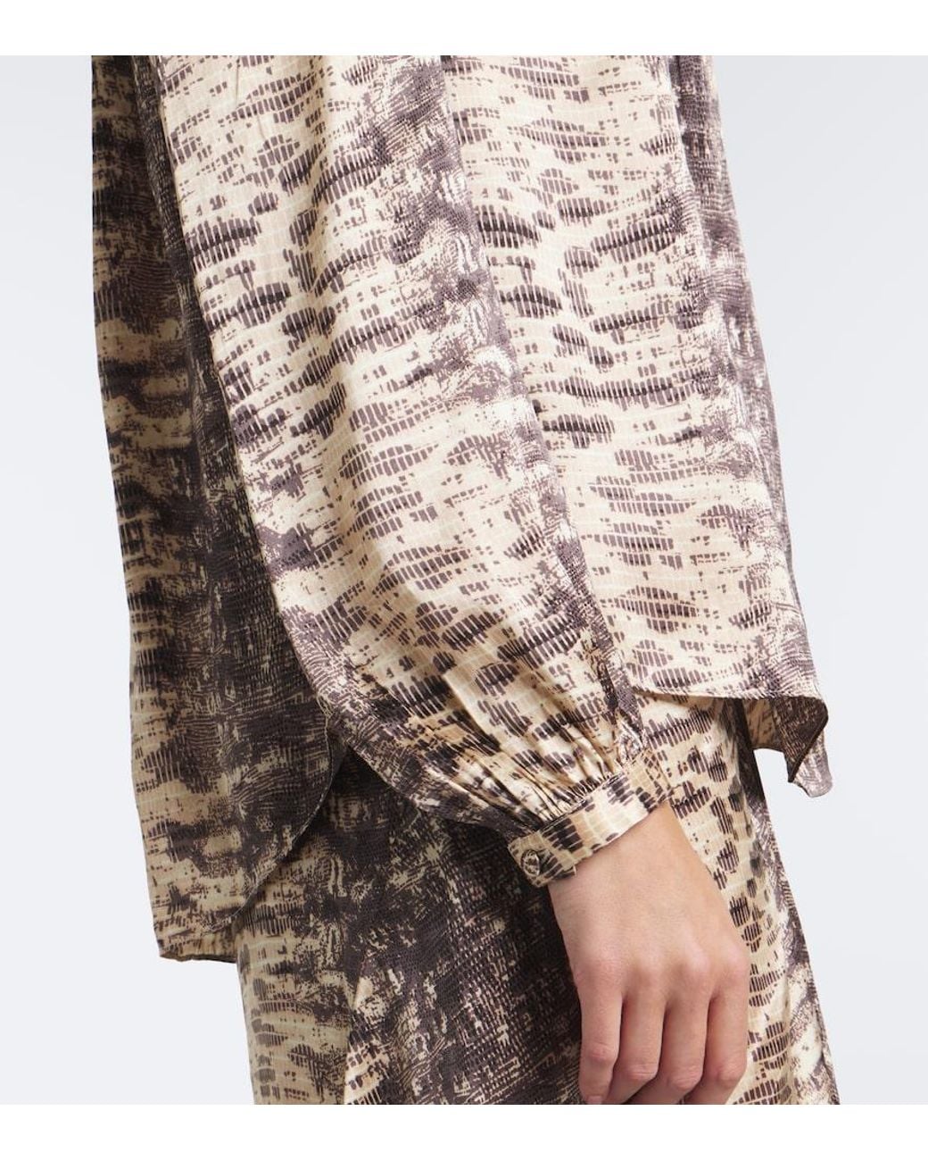 Isabel Marant Brown Laraya Snake-Print Silk Satin Blouse