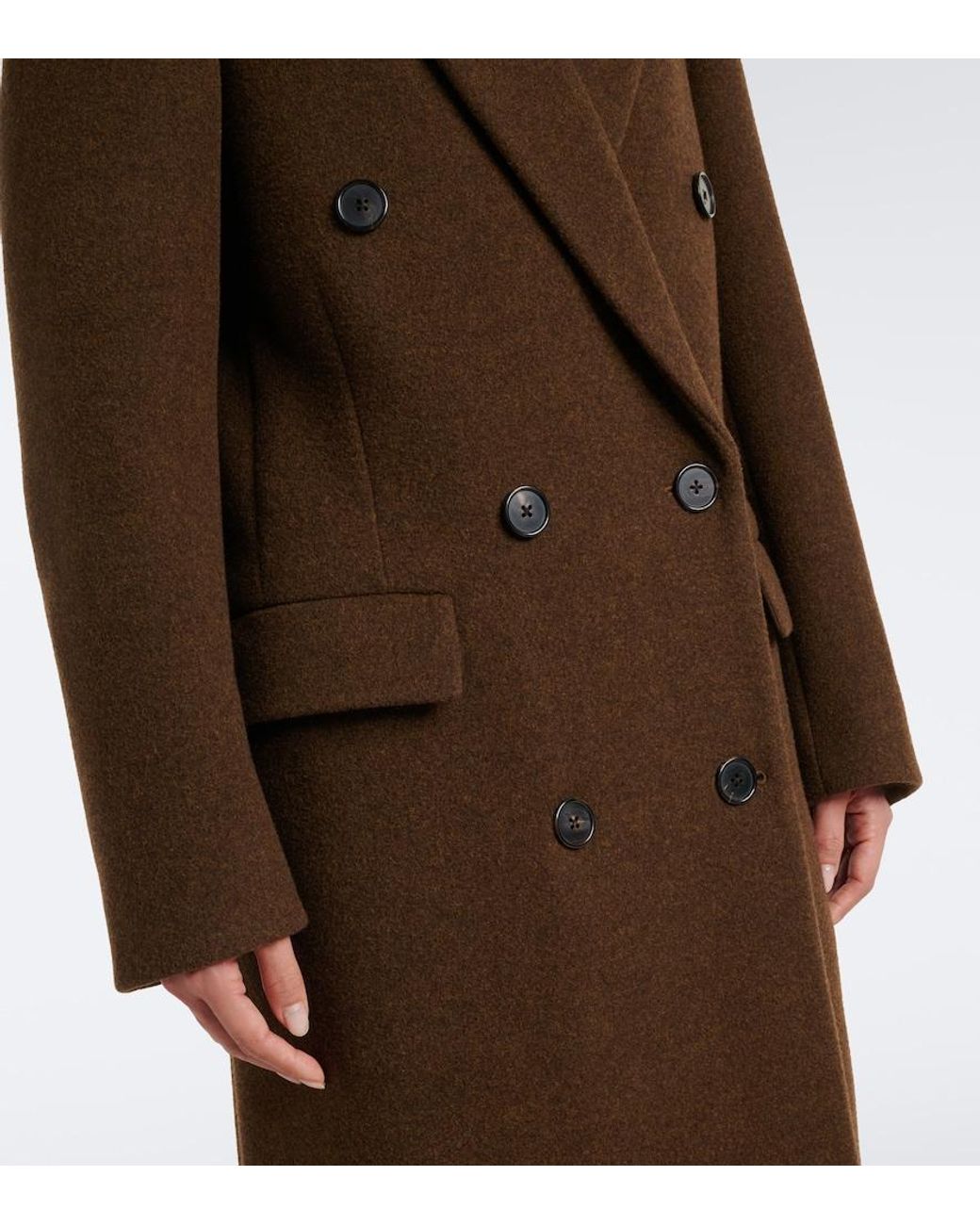The Row Brown Bamira Double-Breasted Virgin Wool Coat