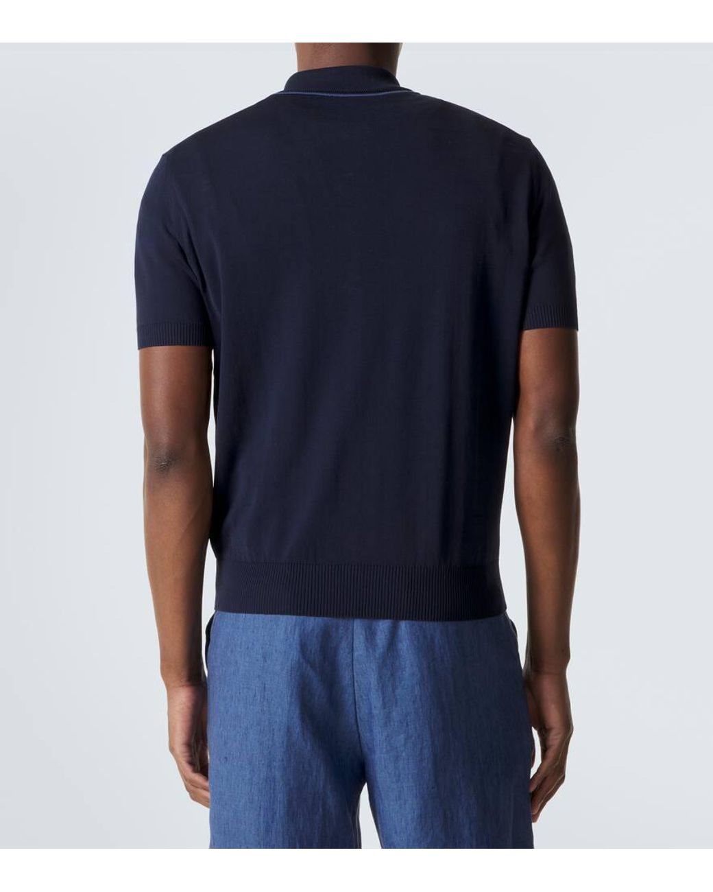 Polo De Algodon Con Cremallera Parcial Canali de hombre de color Blue