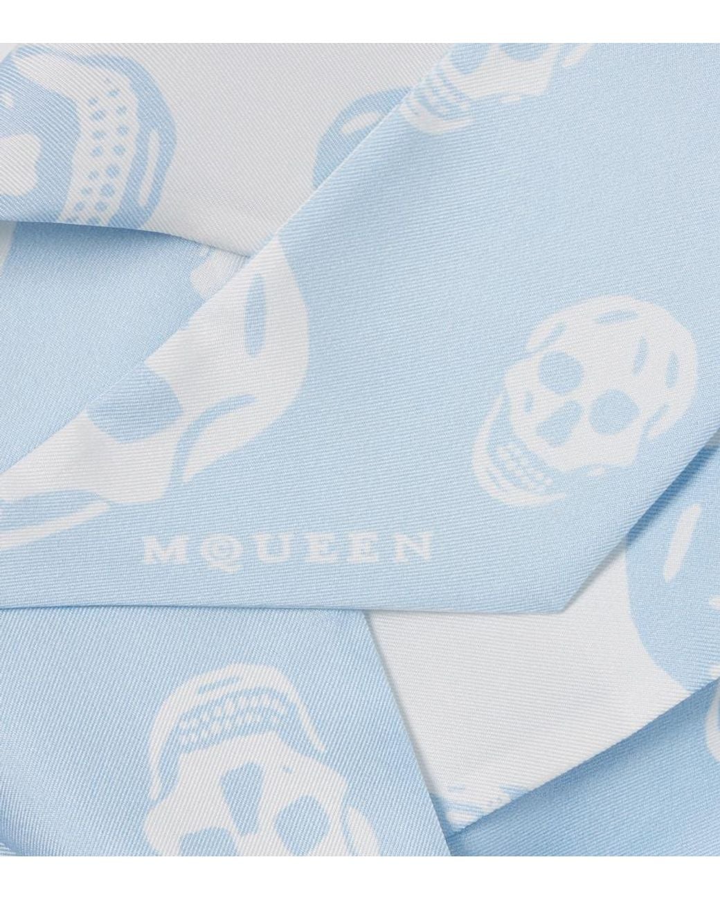 McQueen White Skull Silk Scarf