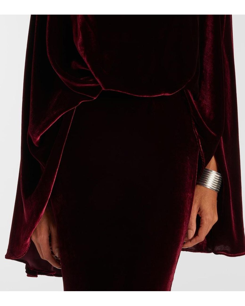 Taller Marmo Red Musidora Draped Velvet Gown