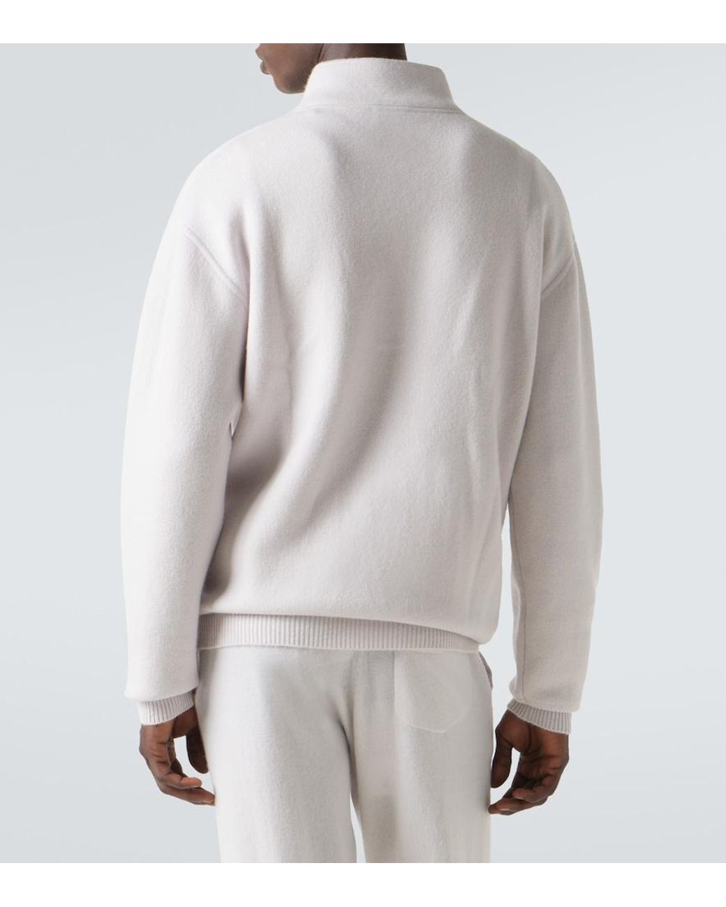 Allude White Wool And Cashmere Turtleneck Sweater for men