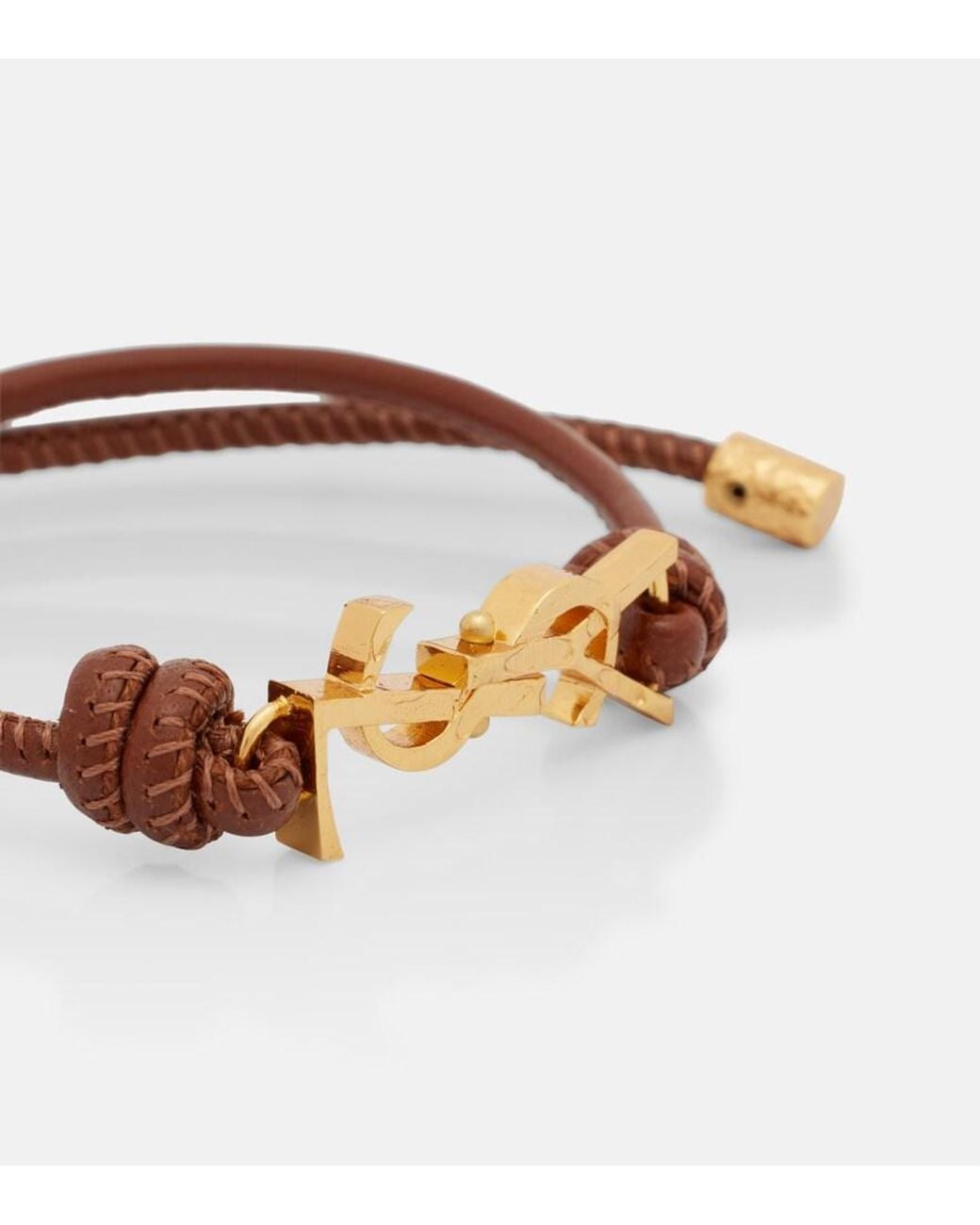 Pulsera Cassandre De Piel Saint Laurent de color Brown