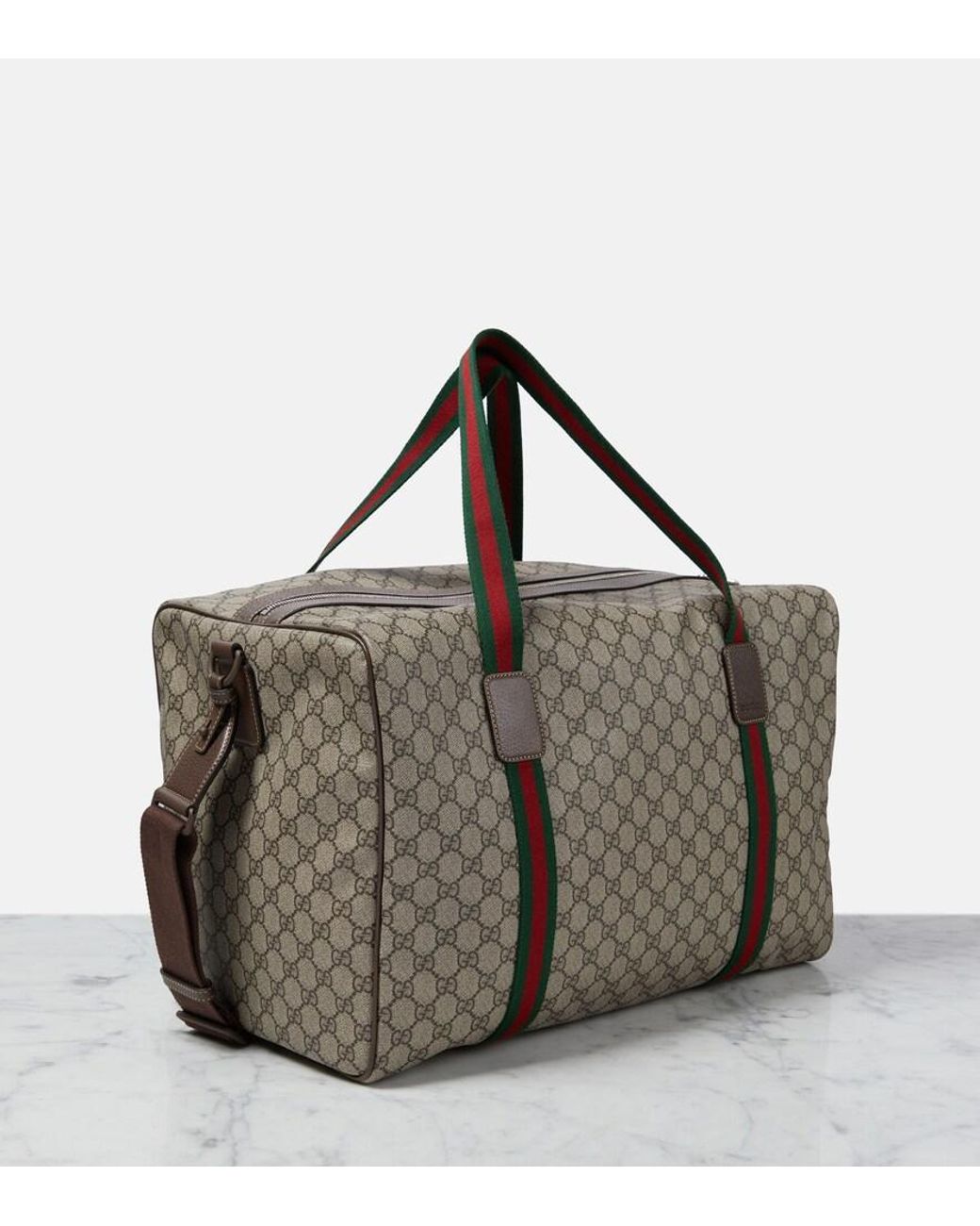 Gucci Brown Gg Supreme Large Canvas Duffle Bag