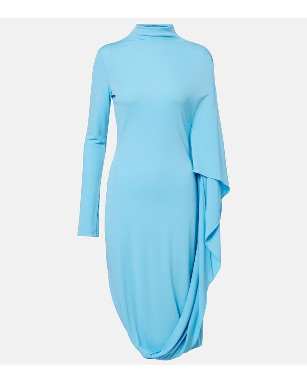 Stella McCartney Blue Draped Jersey Midi Dress