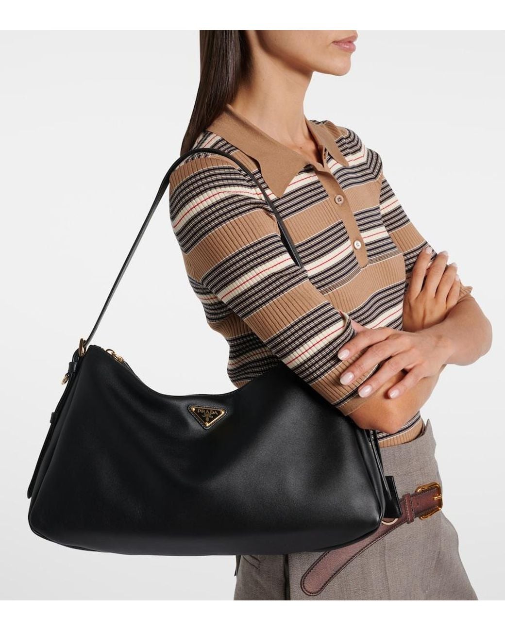 Borsa A Spalla Aimee Large di Prada in Black