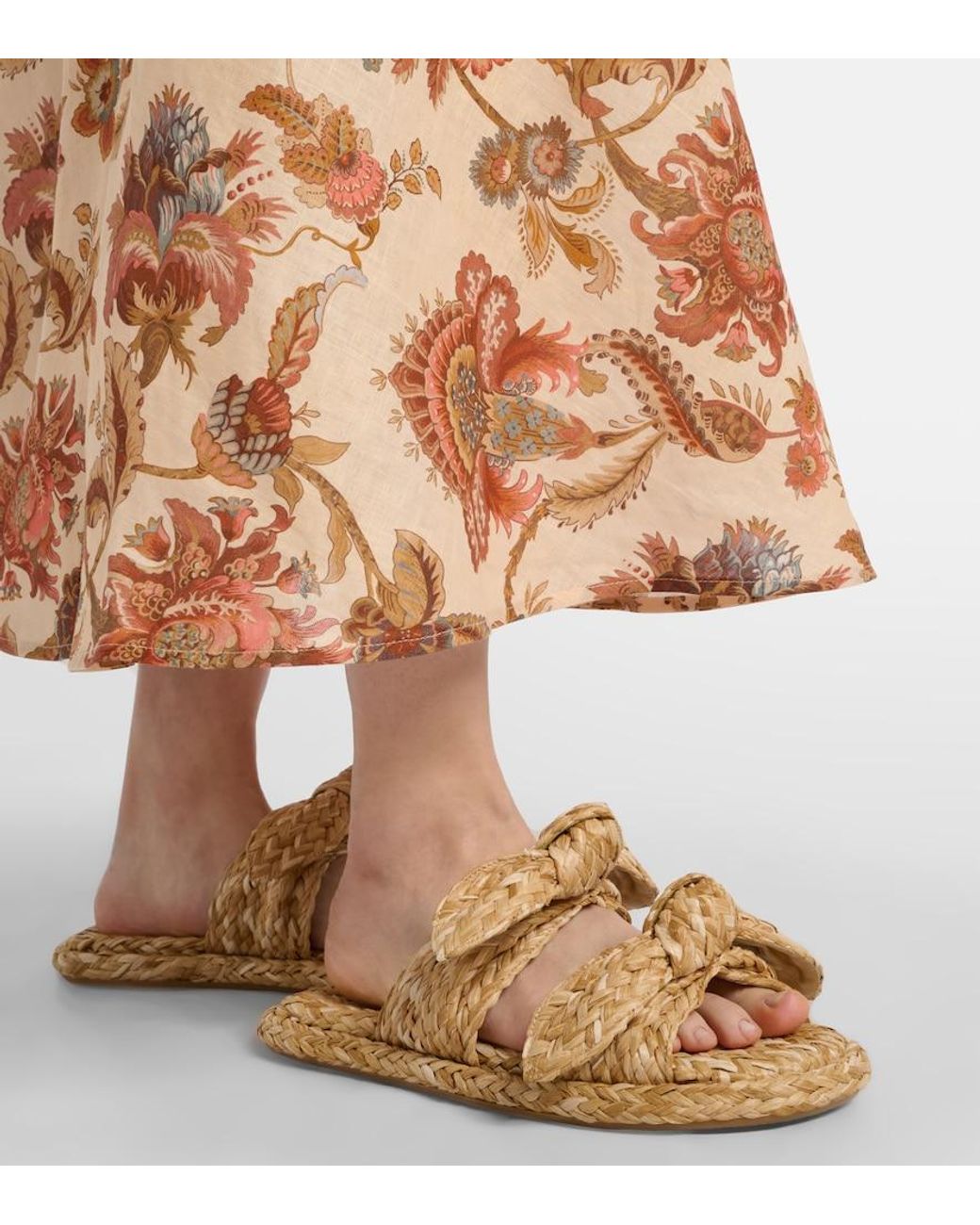Zimmermann Natural Carousel Raffia Espadrille Slides