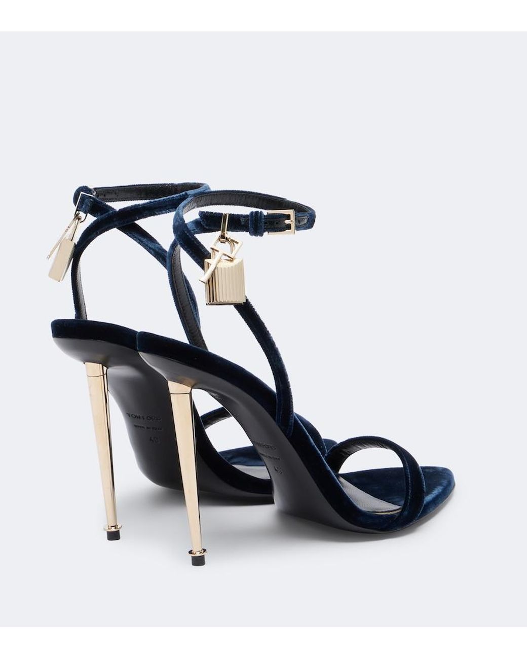 Tom Ford Blue Padlock Velvet Sandals