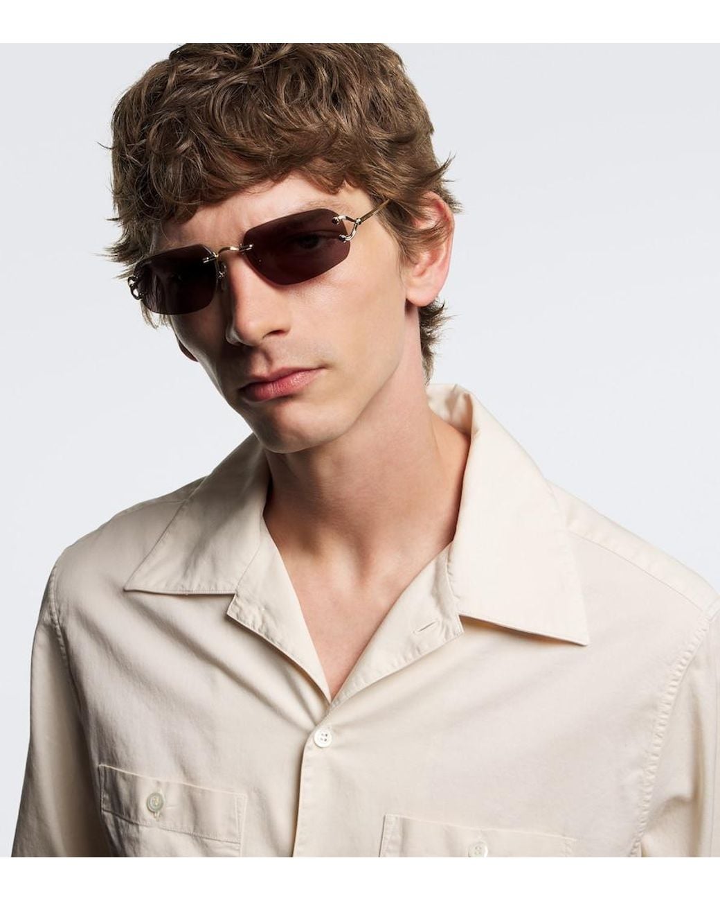Cartier Brown Signature C Rectangular Sunglasses for men