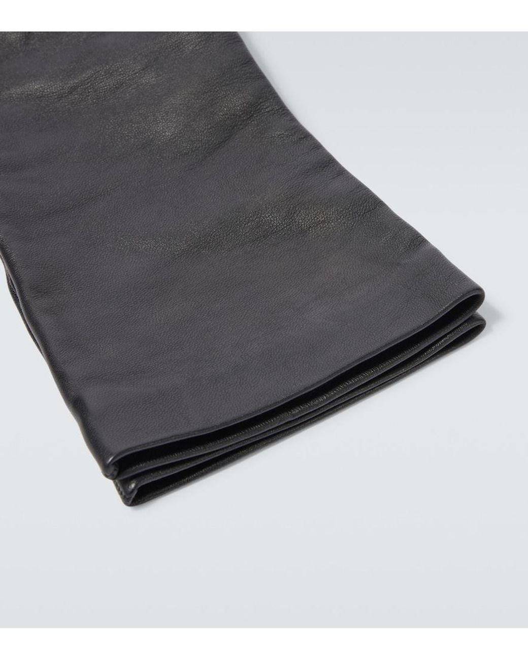 Saint Laurent Black Cassandre Leather Gloves for men
