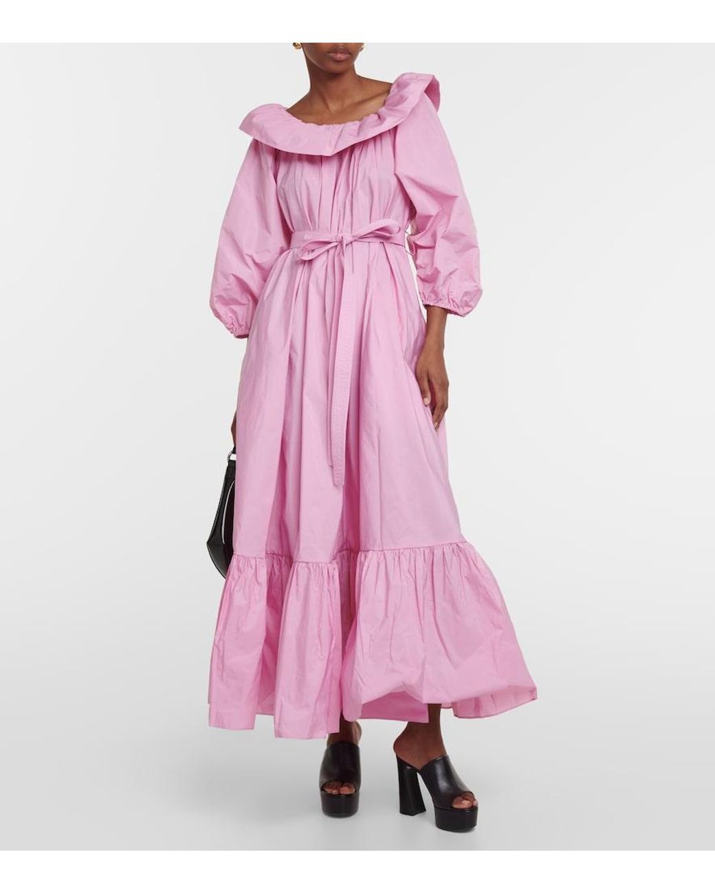 Patou Pink Off-Shoulder Faille Maxi Dress