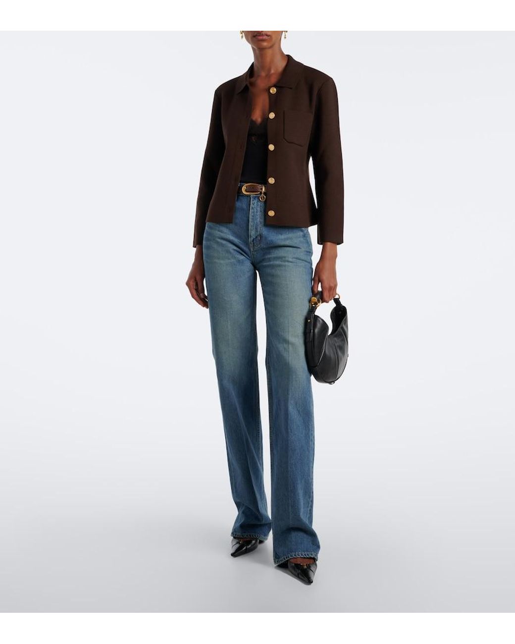 Saint Laurent Brown Knitted Wool Cardigan