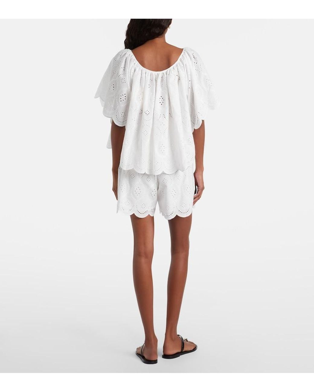 Faithfull The Brand White Fondaco Broderie Anglaise Scalloped Shorts
