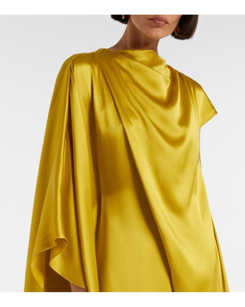 Roksanda Yellow Hiba Caped Silk Gown