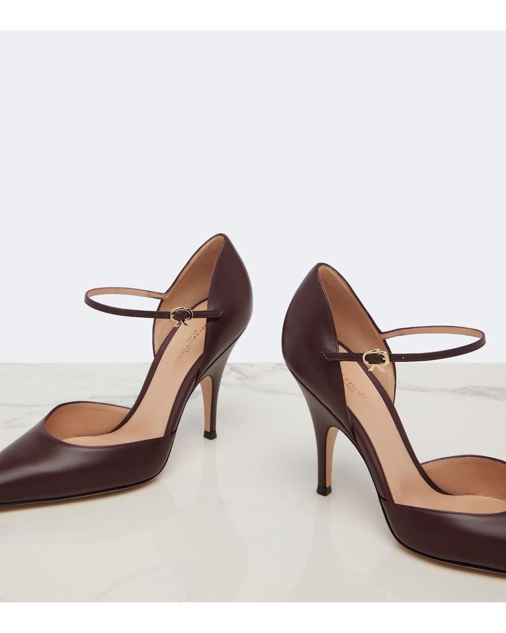 Gianvito Rossi Brown Sofia D'Orsay Leather Pumps