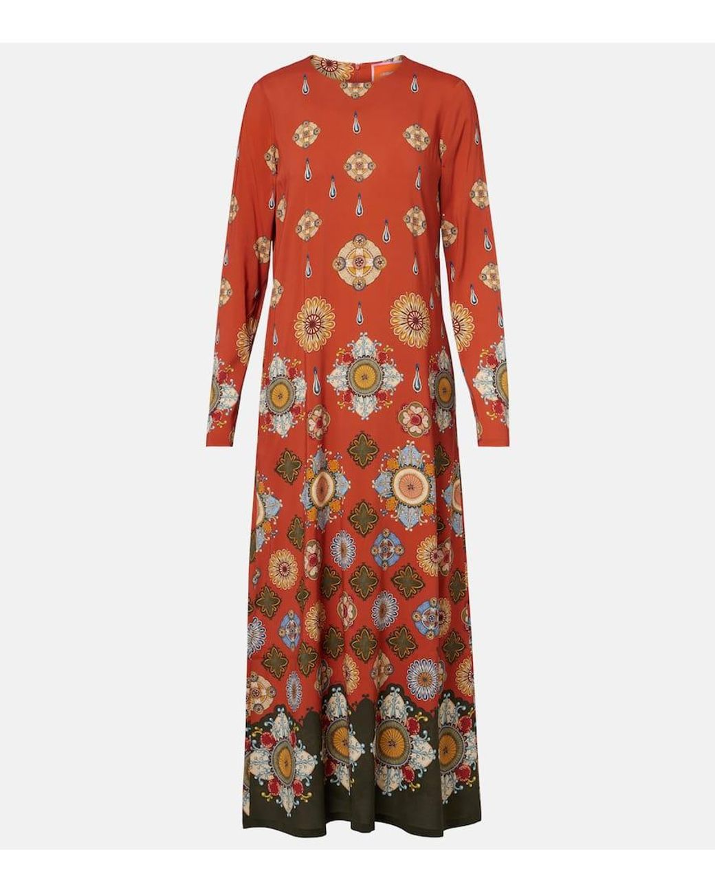 LaDoubleJ Red Swing Printed Jersey Maxi Dress